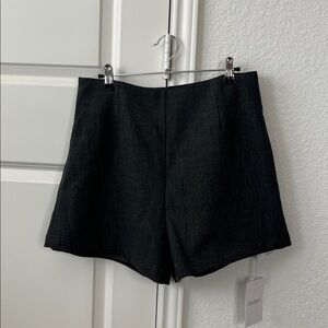 EGGKA Flat Front High Rise Waisted Suiting Tailored Darted Shorts